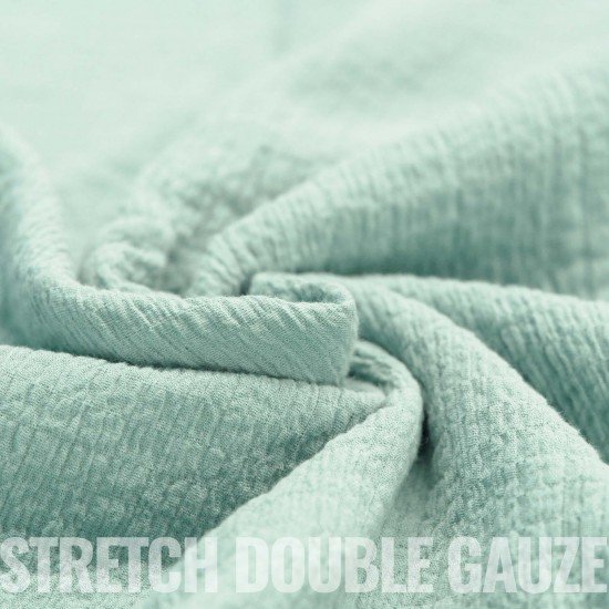 Tissu Double Gaze Stretch Mer Verte - (Tissus Deco)