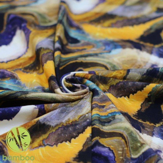 Digital Print Bamboo Jersey - Acrylic Pouring