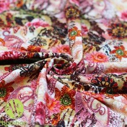 Digitale Print Bamboe Jersey - Bloemen En Paisley Digitale Print Bamboe Jersey - Bloemen En Paisley