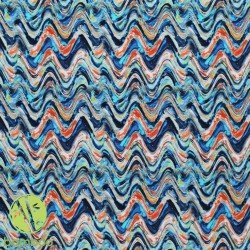 Digital Print Bamboo Jersey - Geometry Waves