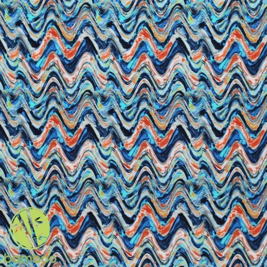 Tessuto Jersey Di Bambù Digitale - Onde Geometriche Tessuto Jersey Di Bambù Digitale - Onde Geometriche - (Tessuto Jersey Stampato)