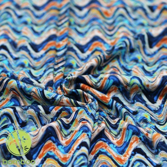 Tessuto Jersey Di Bambù Digitale - Onde Geometriche Tessuto Jersey Di Bambù Digitale - Onde Geometriche - (Tessuto Jersey Stampato)