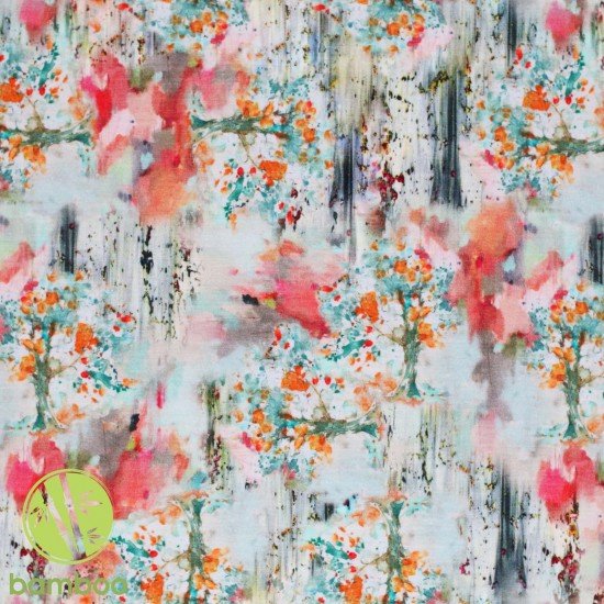 Digital Print Bamboo Jersey - Trees Painting Digital Print Bamboo Jersey - Trees Painting