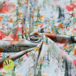 Digitale Print Bamboe Jersey - Bomen Schilderij Digitale Print Bamboe Jersey - Bomen Schilderij