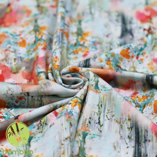 Digital Print Bamboo Jersey - Trees Painting Digital Print Bamboo Jersey - Trees Painting