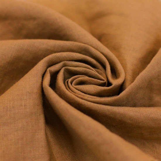 Tissu De Lin Fin Cognac - (Tissus Deco)