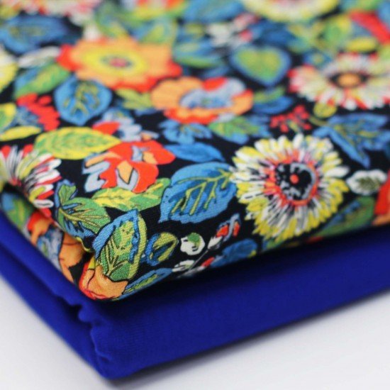Bambus Jerseystoff Digital Muster - Abstrakte Blume - (Jerseystoff Gemustert)