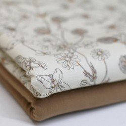 Jersey Katoen Digitale Print - Bloem Schets Beige Jersey Katoen Digitale Print - Bloem Schets Beige