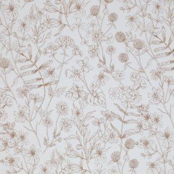 Jersey Cotton Fabric Digital Print - Flower Sketch Ecru