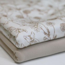 Jersey Katoen Digitale Print - Bloem Schets Ecru Jersey Katoen Digitale Print - Bloem Schets Ecru