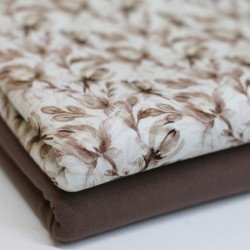 Jersey Katoen Digitale Print - Handgeschilderde Tulpen Bruin Jersey Katoen Digitale Print - Handgeschilderde Tulpen Bruin