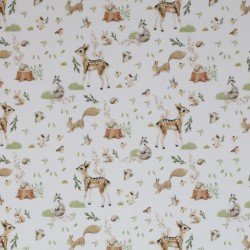 Jersey Cotton Fabric Digital Print - Woodland Creatures