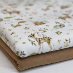Jersey Cotton Fabric Digital Print - Woodland Creatures