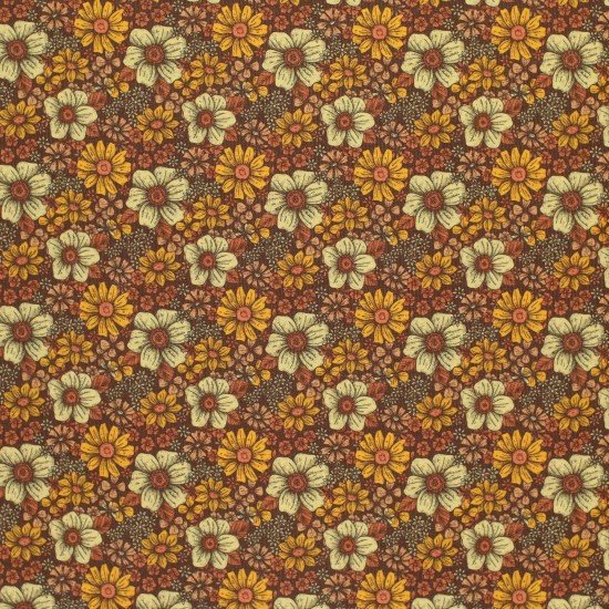 Jersey Katoen Digitale Print - Aardse Bloemen - (Jersey Katoen Digitale Print)