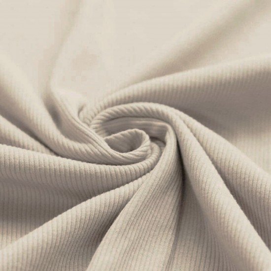 Tessuto Jersey Di Cotone Costine Beige Chiaro - (Jersey Tessuti)