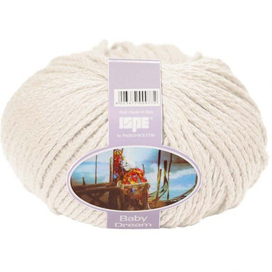 Merino Garn ISPE Nål Tykkelse 7 - 8 Creme - (Babyuld / Babygarn Nål Tykkelse 7 - 8)