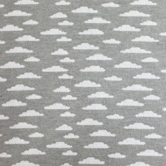 Big Knit Jacquard Stof - Wolken Grijs - (Decoratiestoffen)