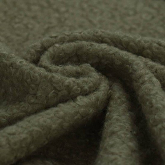 Boucle Stof Krøllet Oliven - (Boucle Stof (Metervare))
