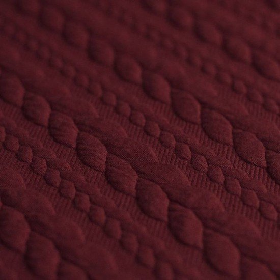 Tessuto In Maglia Motivo a Treccia Bordeaux - (Tessuti Moda)