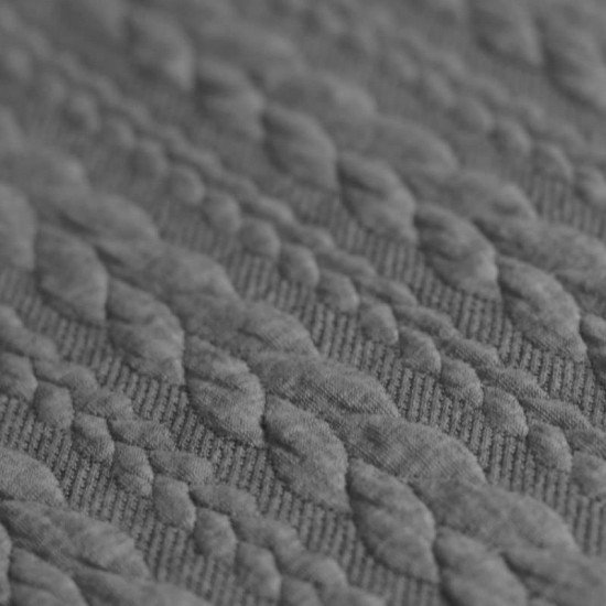 Tissu Jersey Matelassé à Motif Torsade Gris - (Tissu Jersey Matelassé à Motif Torsade)
