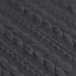 Cable Knit Jacquard Fabric Navy Melange