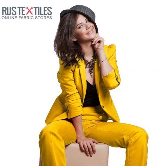Bomuldssatin Stretch Stof Okker - (Fashion Stoffer)