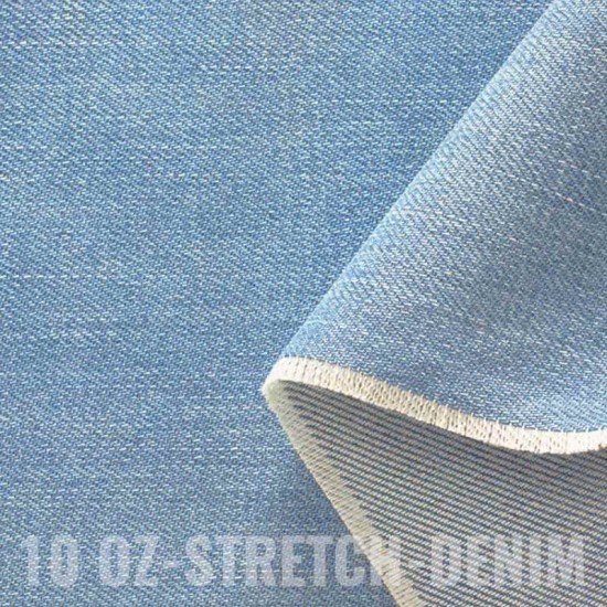 Tessuto Jeans Di Cotone Elasticizzato 10-OZ Blu Chiaro - (Tessuti Jeans Di Cotone)