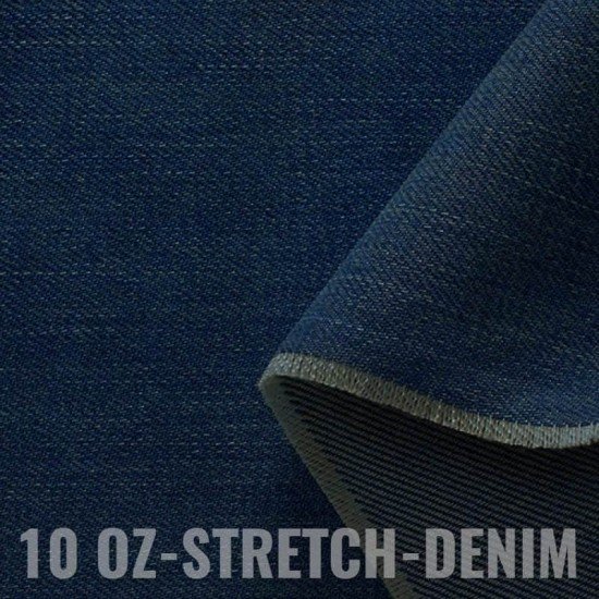 Tessuto Jeans Di Cotone Elasticizzato 10-OZ Metà Blu - (Tessuti Jeans Di Cotone)