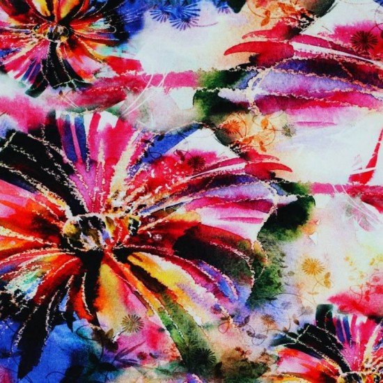 Jersey Di Viscosa Stampa Digitale - Grandi Fiori - (Tessuto Jersey Stampato)