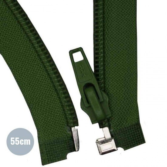 Delbare Lynlåse YKK Mørkegrøn 55CM Nylon - (YKK Delbare Lynlåse Kunststof)