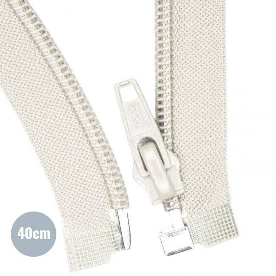 Deelbare Rits YKK Ecru 40CM Nylon - (Deelbare Nylon Ritsen YKK )