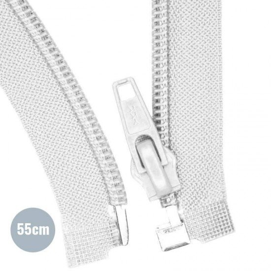 Delbare Lynlåse YKK Hvid 55CM Nylon - (YKK Delbare Lynlåse Kunststof)
