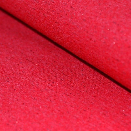 French Terry Stof - Rød Melange Med Glitter Lurex  - (Sweat Stof)