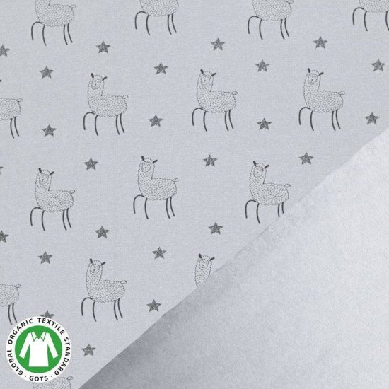 Tissu French Terry En Coton Bio - Alpaca Gris Clair - (Tissu Sweat Imprimé )