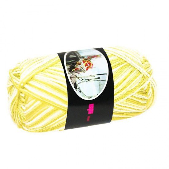 Fils à Tricoter De Coton ISPE Bicolore Jaune Écru - (Fils En Coton)