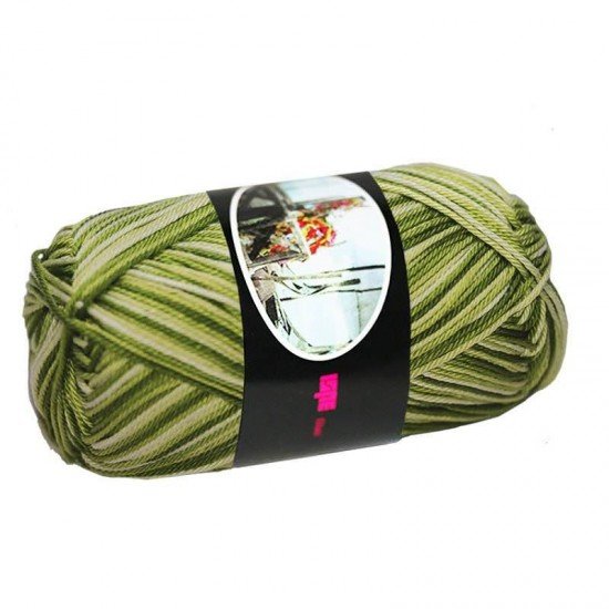 Fils à Tricoter De Coton ISPE Bicolore Vert Olive - (Fils En Coton)