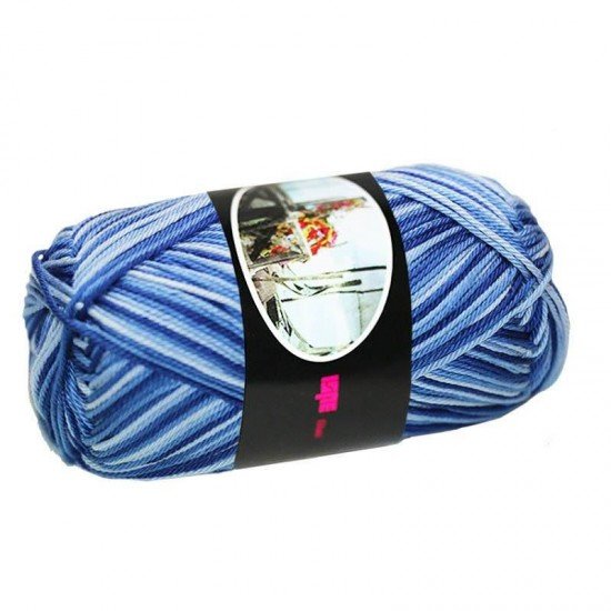 Fils à Tricoter De Coton ISPE Bicolore Cobalt Aqua - (Fils En Coton)