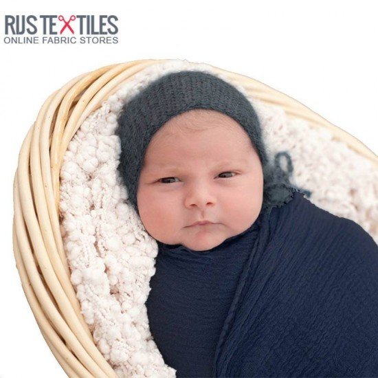 Tissu Double Gaze De Coton Marine - (Tissus Deco)