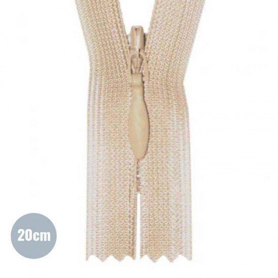 Cerniera Lampo Invisibile Beige YKK 20CM Non Separabile - (Cerniera Lampo YKK Invisibile)