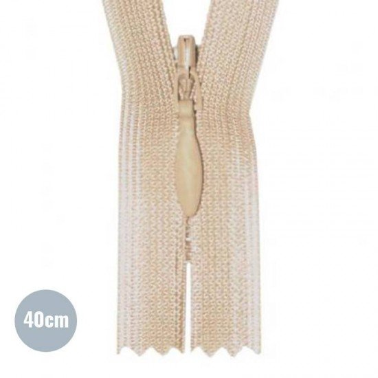 Cerniera Lampo Invisibile Beige YKK 40CM Non Separabile - (Cerniera Lampo YKK Invisibile)