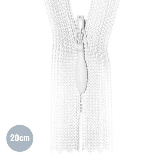 Invisible Zipper White YKK 20CM Not Divisible - (Invisible Zippers YKK)