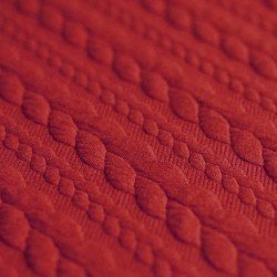 Cable Knit Jacquard Fabric Dark Red