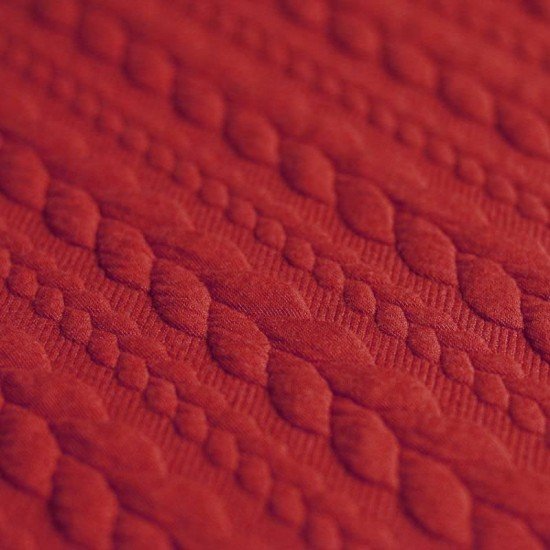 Gebreide Kabel Jacquard Stof Donker Rood - (Mode Stoffen)