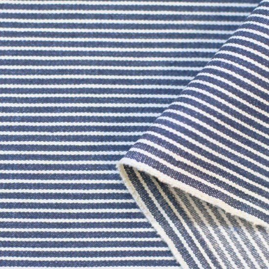 Tessuto Jeans Di Cotone a Righe 2mm Elasticizzato 10-OZ Blu - (Tessuti Jeans Di Cotone)
