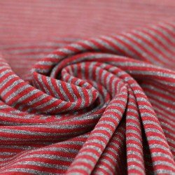 Jersey Lurex Stripes 3mm Red Grey
