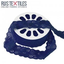 Stretch Lace Trim Navy 35mm 