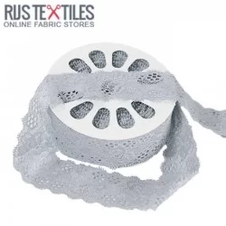 Ruban Dentelle Élastique Gris Clair 35mm Ruban Dentelle Élastique Gris Clair 35mm