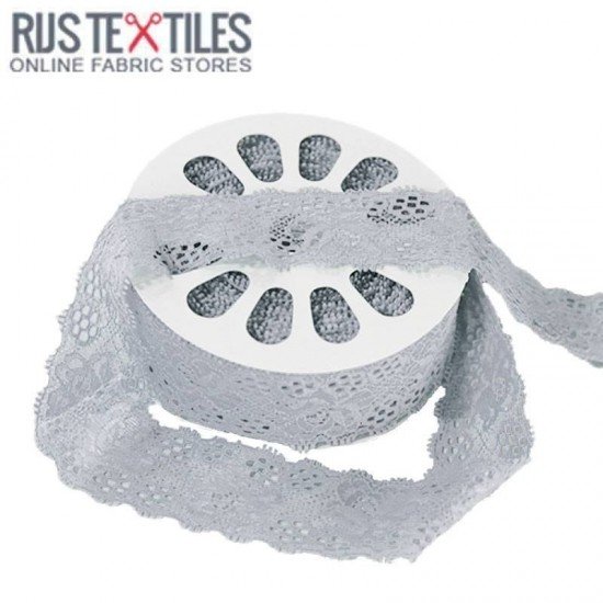 Nastro Pizzo Elastico Grigio Chiaro 35mm  - (Nastro Pizzo Elastico)