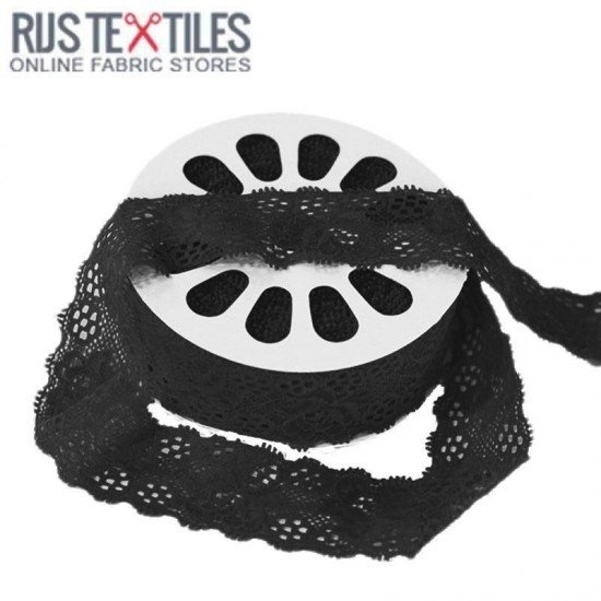 Stretch Lace Trim Black 35mm  - (Stretch Lace Trim)