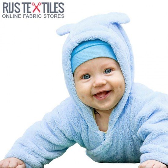 Tissu Polaire Coton (Sherpa) Bébé Bleu  - (Tissu Polaire Coton (Sherpa))